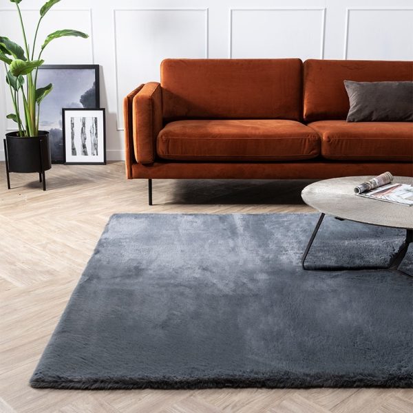 Vloerkleed Comfy - Donkergrijs - Blauw - 80 x 150